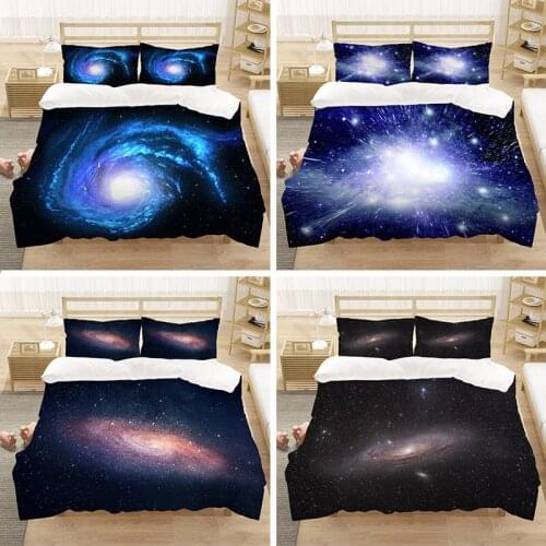 Galactic System Pattern Comforter Cover 3Pcs 3D Universe Cloud Galaxy Bedding Set Duvet Cover With Pillowcase For Boy Girl Teen