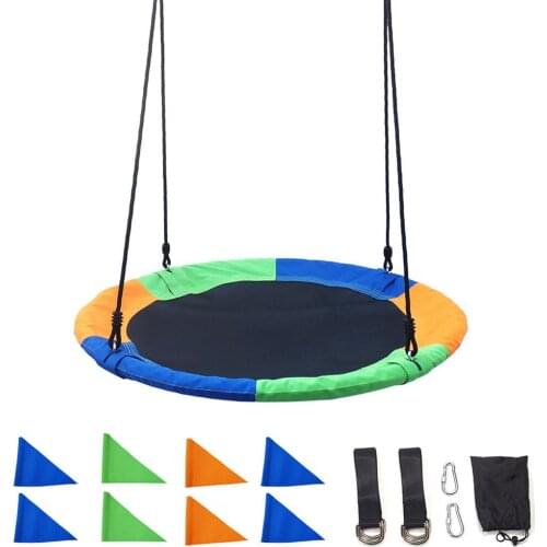 40inch Outdoor Kids Playground Swing Set Saucer Rotate Tree Nest 900D Oxford Cloth Flying Rope Round Swing