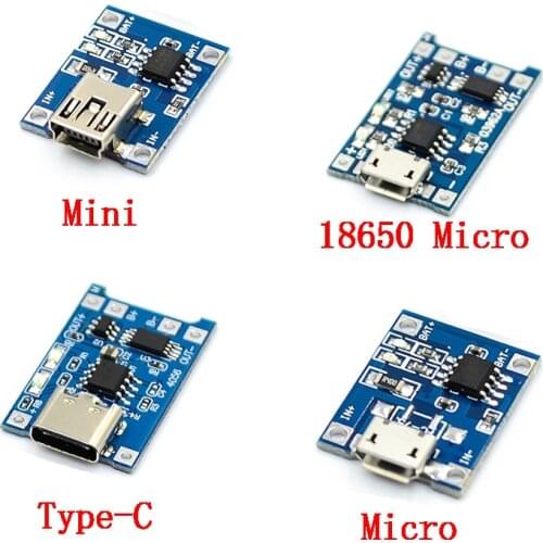 5PCS TP4056 5V 1A Micro USB 18650 Lithium Battery Charging Board Charger Module+Protection Dual Functions 18650 TP4056