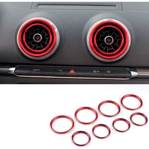 8pcs Car Center Console Air Outlet Decoration Rings For Audi A3 S3 Q2L Interior Accessories Air Outlet Frame Cover Trim