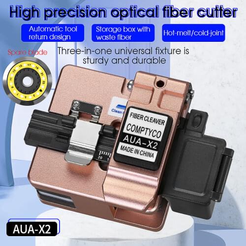 COMPTYCO New FTTH High Precision cutting tool AUA-X2 Optical Fiber Cleaver with waste fiber boxCable Cutting Knife Fiber Cleaver