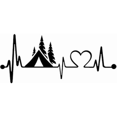 Dawasaru Tent Camper Heartbeat Lifeline Monitor Camping Decal Creative KK Car Sticker for Automobile Truck,20cm*8cm