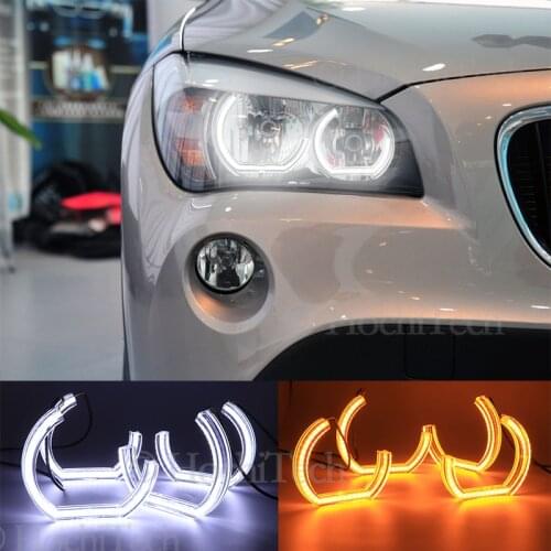 For BMW X1 E84 2009 2010 2011 2012 2013 2014 2015 Halogen headlight Crystal DTM Style LED Angel Eyes Light Turn Signal Halo Ring