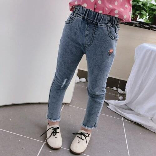 Toddler Girls Jeans Fashion Elastic Waist Denim Pants Children Casual Skinny Pants Kids Jeans 2 3 4 5 6 7 Baby Girl Pants New