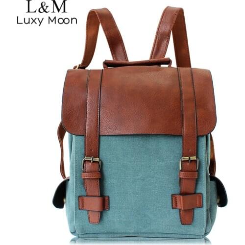 Luxy moon Vintage Women Canvas Backpacks For Teenage Girls School Bags Large High Quality Patchwork Backpack Escolares XA29H