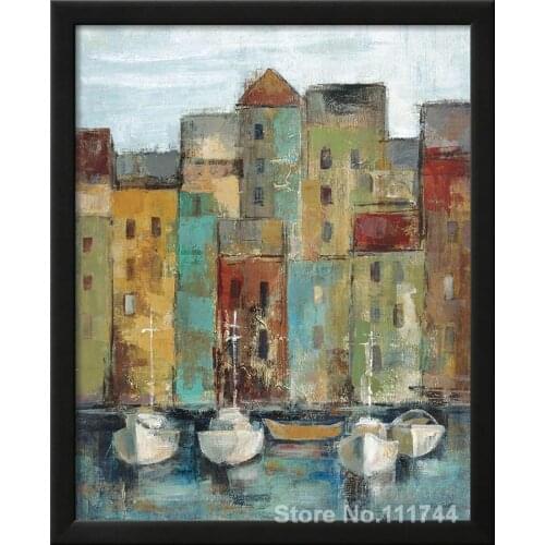 Canvas art abstract Old Town Port I Silvia Vassileva Paintings home decor Handmade High quality
