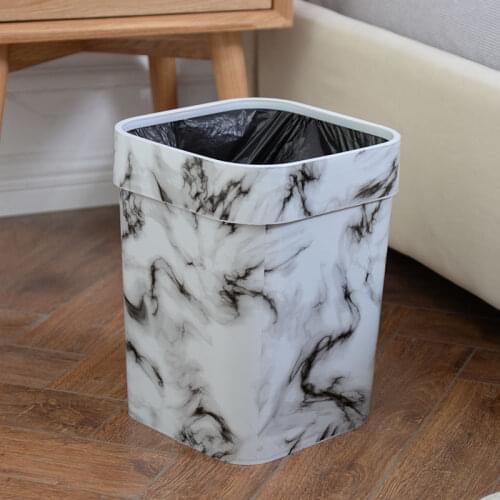 Imitation Marble Texture Trash Can Plastic Wastebasket Storage Basket Bathroom Garbage Can Kitchen Waste Bins Home Decoration