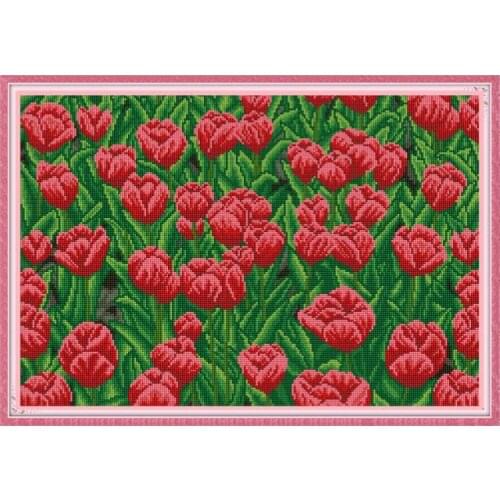 The Tulip Garden Landscape 5D Diamond Painting Full Drilling Wall Sticker Mosaic Diamond Embroidery Icons Picture of Rhinestones