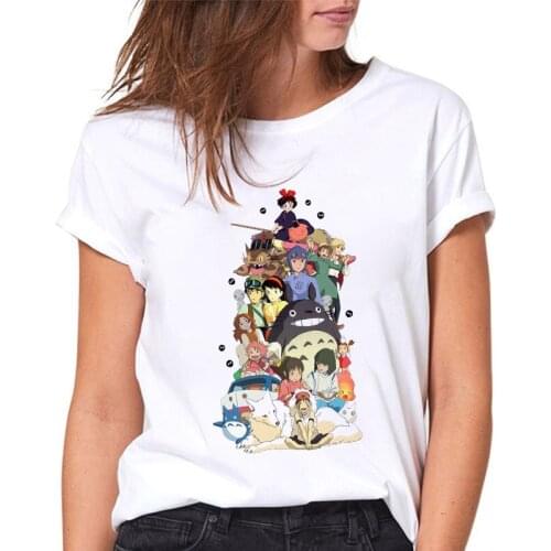 Kawaii T-shirt Women Cartoon Print Harajuku Aesthetic female Tshirt Summer White Ladies Tee Tops Anime fashion Female T Shirt