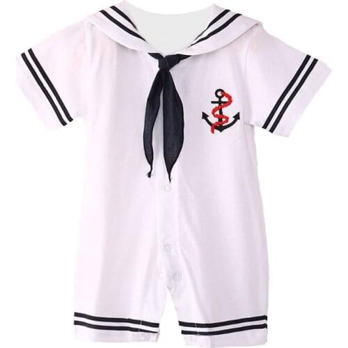 Newborn Baby Boys Costume Anchor Sailor Baby Romper One Piece Jumpsuit Playsuit Sailor Infant Toddler Baby Boy Clothing
