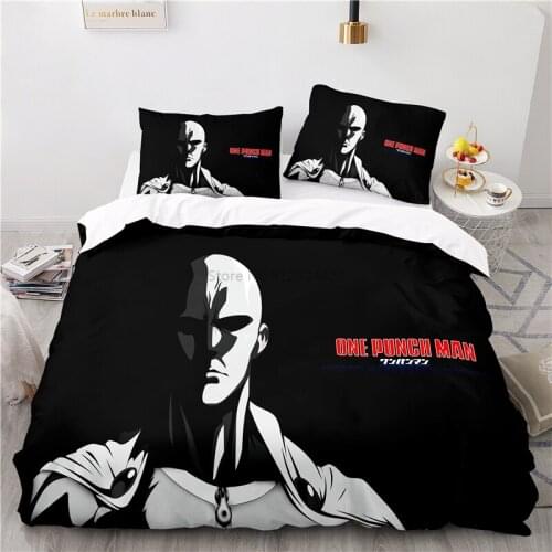 Japan Anime ONE PUNCH-MAN 3D Pattern Duvet Cover Set with Pillowcase 2/3pcs Cartoon Bedding Sets Bed Linen Queen King Bedclothes