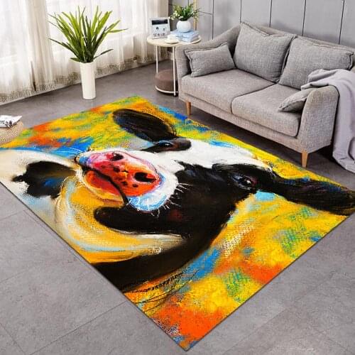 Colorful 3D Cows Modern Carpets for Living Room Cute Animals Print Area Rug Alfombra Vivid Realistic Large Floor Mat