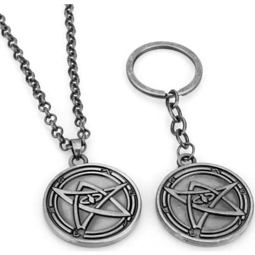 Round Howard-Phillipss Lovecraft Cthulhu Mythos Necklace Eye Rune Pendant Keychains For Women Men Choker Vintage Jewelry