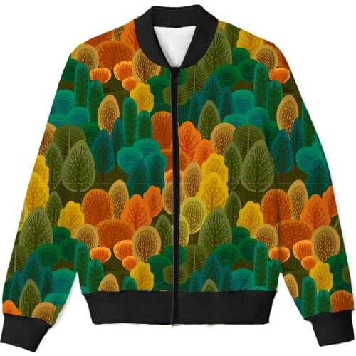 REAL American SIZE Autumn Forest 3D Sublimation print Zipper Up Jacket plus size 4XL 5XL 6XL