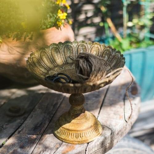 Multiple use mini handcrafted vintage rustic pedestal metal plate