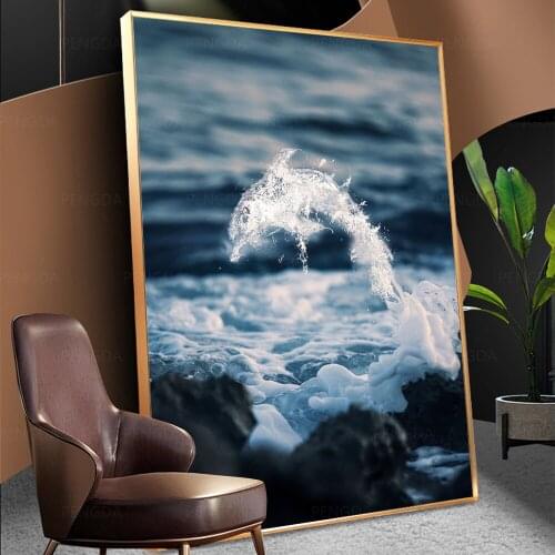 Wall Art Modular Dolphin Sea Canvas Painting HD Prints Spray Pictures Home Decor 1 Panel Landscape Poster Living Room Framework