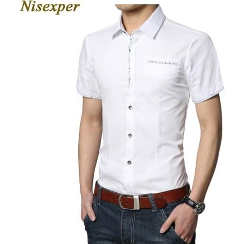 2019 New Summer Men Brand Clothes Fashion Slim Mens Dress Shirts Mens Shirts Cotton Shirt Mens Casual Shirt Plus Size 5XL