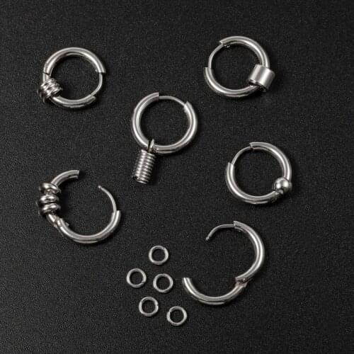 Mens Stainless Steel Earrings Simple Ear Buckle Small Round Circle Earrings Trendy Jewelry Accessories Gift Party Wholesale