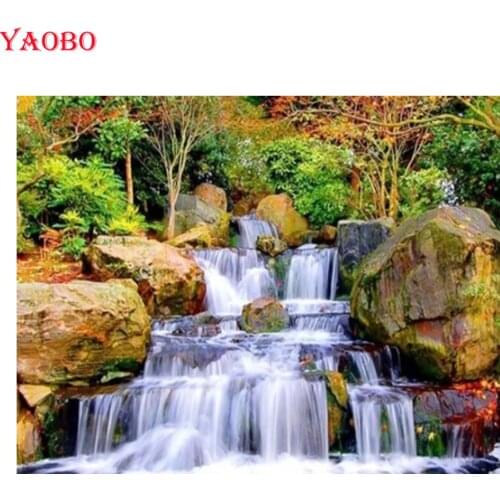 Diy Diamond Embroidery Waterval Full Square Drill New Arrival 5D Diamond Painting Waterfall Forest Landscape Cross Stitch Kit