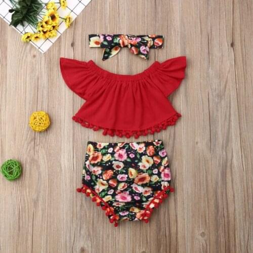 New Infant Kid Baby Girl Floral Top T-shirt Shorts Summer Outfit Clothes 0-2y