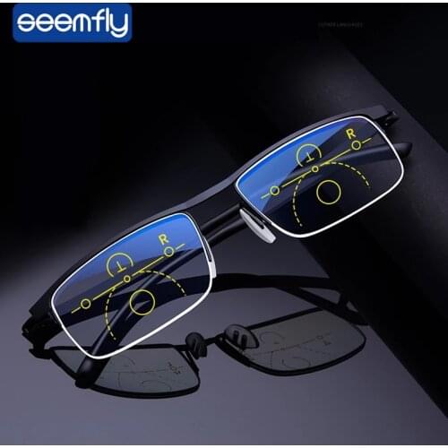 +1.0 +1.5 +2 +2.5 +3.5 Intelligent Progressive Reading Glasses Men Women Near and Far Anti Blue Ray Automatic Adjustment Eyewear