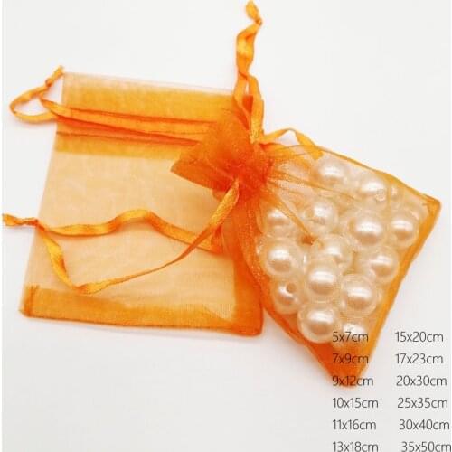 1000pcs Orange Organza Bag Drawstring Pouch Bag Jewelry Bags Gifts For Wedding/Christmas/Jewelry Display Packaging Bag Organizer
