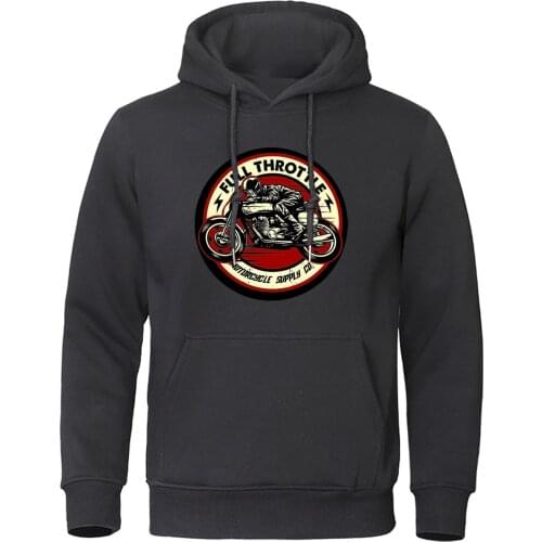 Autumn Winter Men Sweatshirts Full Throttle Cafe Racer Rockabilly Biker Pullover Fleece Warm Mens Hoodies Hip Hop Streetwear