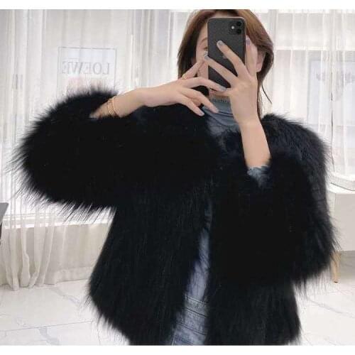 Black Fall Winter Artificial Fox Faux Fur Grass Lady Loose Coat Women Party Beauty Overcoat Plush Cloth Girl Luxury Top Jacket