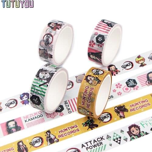 PC1690 Demon Slayer Anime Lovers Washi Masking Tape Life Stationery Decorative Adhesive Scrapbooking DIY Office Stickers