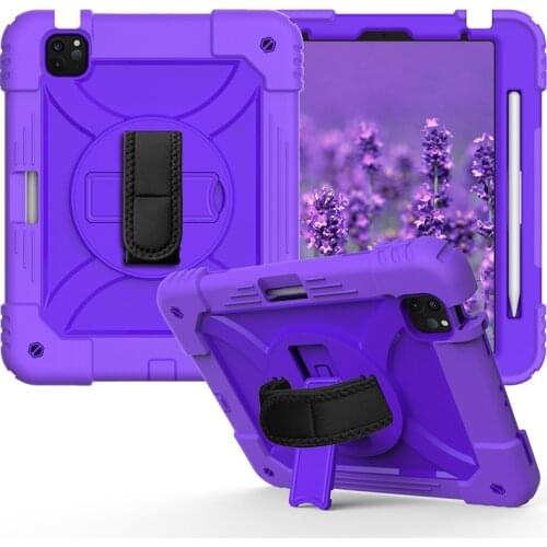 Kids Shockproof Cover for iPad Air 4 Silicone Case for iPad Pro 11 2020 2018 Ruber Case with Hand Strap Rotatable Stand+Pen