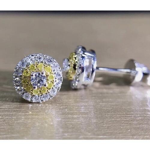 Huitan Fancy Yellow Cubic Zirconia Earrings Ear Piercing Fashion Contracted Womens Stud Earrings Gift for Teens Luxury Jewelry