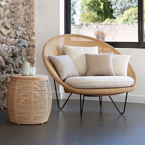 TT Nordic Outdoor Sofa Balcony Table and Chair Bed & Breakfast Rattan Chair Three-Piece Set Creative Woven Rattan Furniture Tea