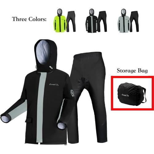 Reflective Waterproof Double-deck Hood Adult Rider Raincoat Suit Rainproof Rainwear Unisex For Motorcycle E-Bike Riding Hiking