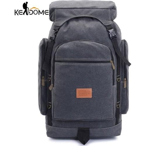 50L Tactical Canvas Backpack Sport Tactical Large Capacity Zipper Bag 65cmX35cmX22cm For Outdoor Hiking Climbing X320D