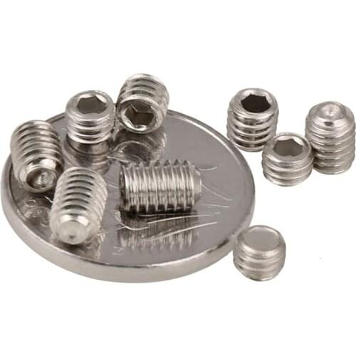 304 Stainless Steel Concave End Set Screw Hex Headless Screw Meter Screws M1.6- M6 10Pcs