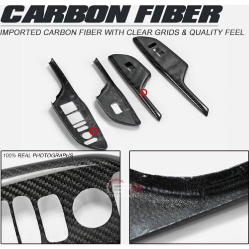 Car-styling Carbon Fiber Front & Rear Door Window Switch Trim Glossy Fibre Inner Garnish Cover Set For Honda 2017 On Civic FK8