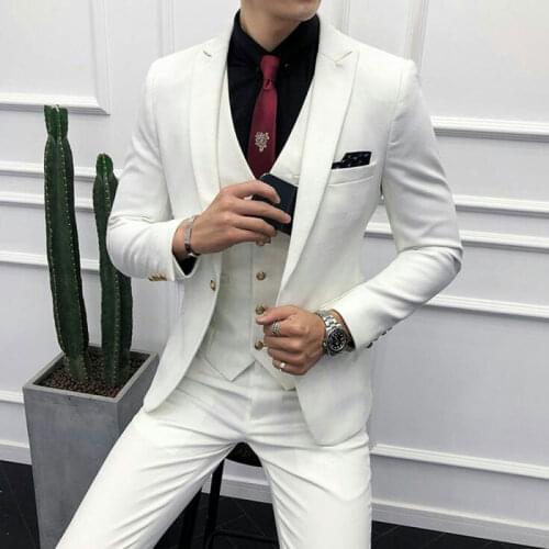 Men Suits For Wedding Suits Groom Blazer Ivory Tuxedo Latest Designs Man Jacket 3Piece Slim Fit Costume Homme Terno Masculino