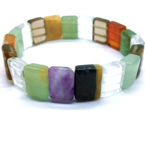 3 Colors Natural Stone Beads Bangle Elastic Color Crystals Bracelets Stretchy For Women Girl Jewelry Drop Shipping