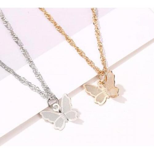 Fresh Butterfly Neckalce Choker Silver Color Clavicle Butterfly Necklace For Women Personality Wild Necklaces & Pendants M96
