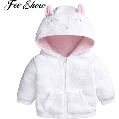 Baby Girls Winter Jackets Lambs Wool Coats Kids Warm Jackets Fleece Infants Girls Hooded Outerwear Loose Coats Baby Overcoat