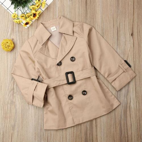 Toddler Kid Baby Girls Winter Warm Trench Wind Coat Long Sleeve Button Bandage Evening Party Outerwear