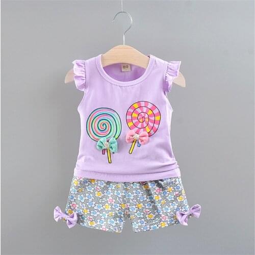Baby Girls Clothes Suit Brand NEW Summer Toddler Girl Clothes Dot Bow Vest T-shirt Tops+Shorts Pants 2Pcs Set