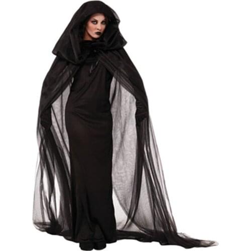 2016 Gothic Witch Halloween Costume Sorceress Costume Black Adult Witch Fancy Dress Bewitching Witch Wicked Cosplay