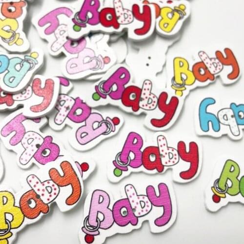 New 50pcs 2 Holes Mixed Random Baby Nipple Wooden Buttons Fit Sewing Scrapbooking Sewing Accessories WB271