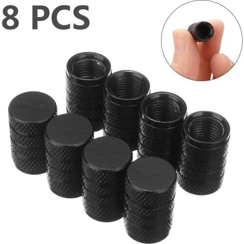 8pcs Black Car Wheel Air Valve Caps Auto Motorcycle Airtight Tyre Tire Valve Cap Cover Auto Accessories Parts