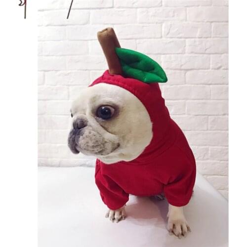 AHUAPET Dog Winter Clothes Warm Clothes French Bulldog Cotton Jacket Christmas Pet Costume Apple Cosplay Puppy Outfit Products E