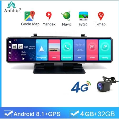 12'' 4GB+32GB Android 8.1 Car RearView Mirror Auto Recorder 1080P Smart Rearview Mirror super night vision dash cam mirror dvr