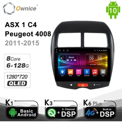 6G+128G Ownice Android 10.0 Car Radio DVD Player GPS DSP 4G SPDIF 4G LTE for Mitsubishi ASX 1 C4 Peugeot 4008 2011 - 2015 BT 5.0