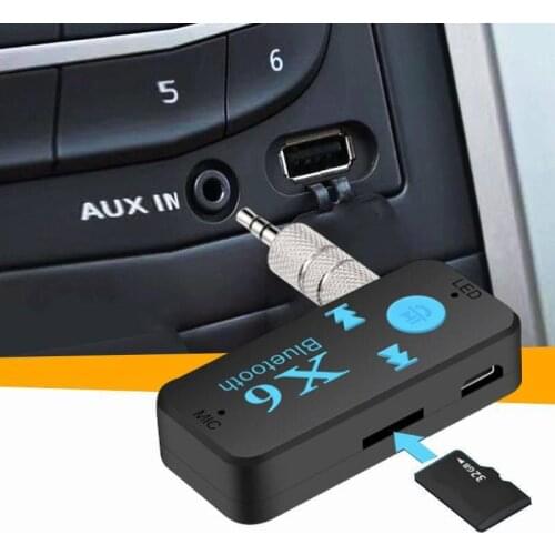 Wireless Bluetooth5.0 Adapter Usb Bluetooth Receiver 3.5mm Audio Card Reader Mic Call Support for Car Speaker X6 Car Electronics