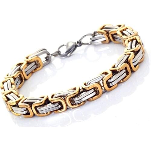 Width 5MM stainless steel black gold color imperial chain bracelet fashion hip-hop rock men titanium steel Link bracelet